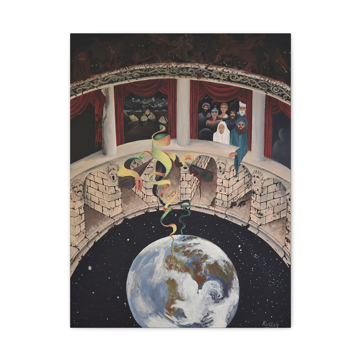 Exploration of Faith through Ethereal Cosmology  Canvas Print — Stretched Matte Wall Art