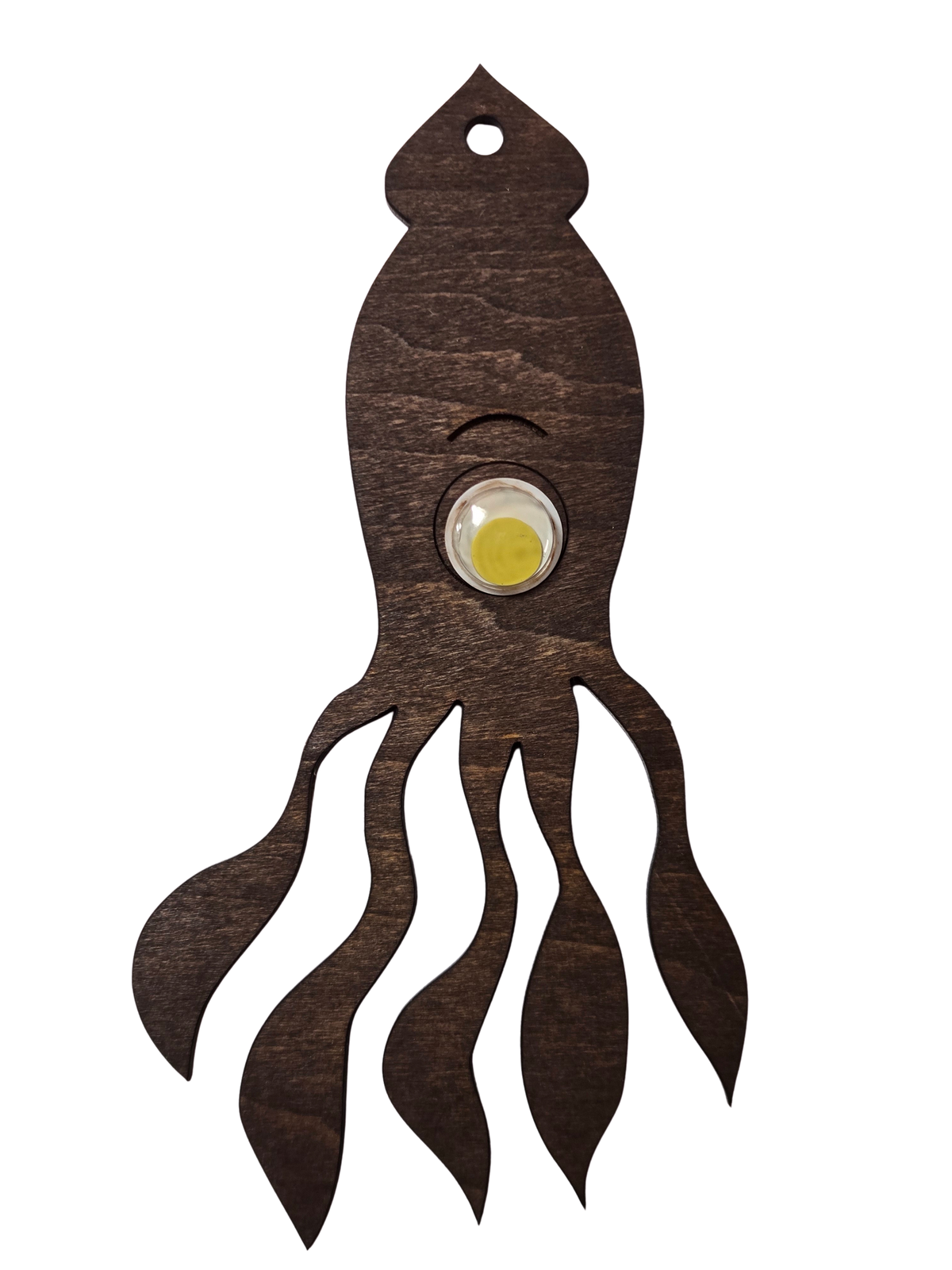 6" large stained squid yellow eye