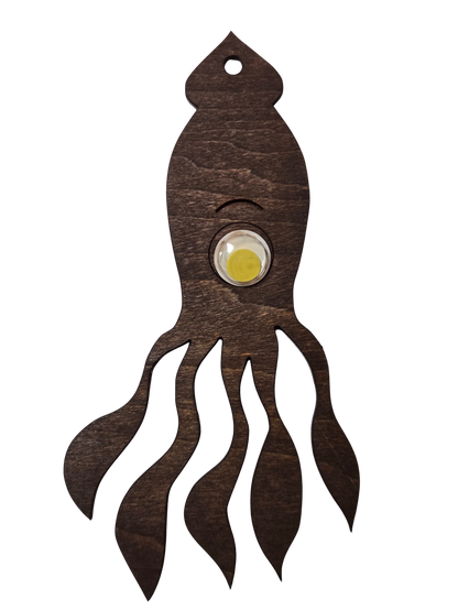 6" large stained squid yellow eye