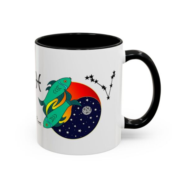 A black and white mug with a picture of a space ship.