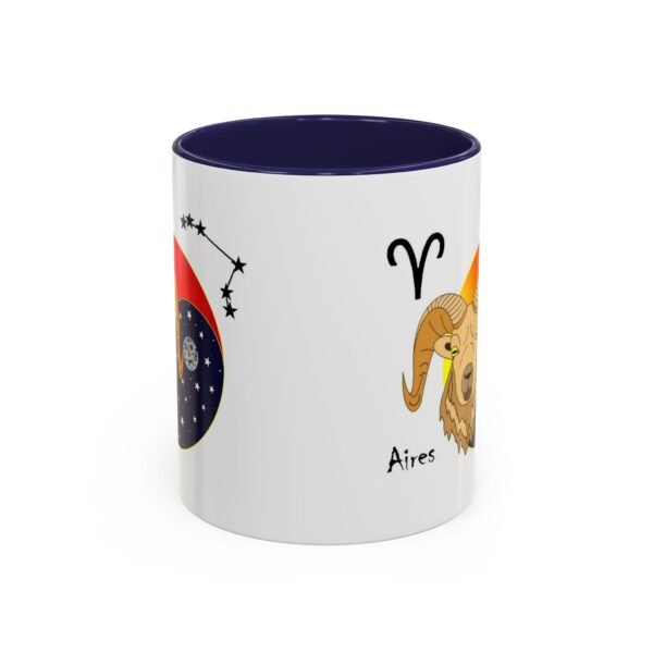 A mug with an image of the zodiac sign aries.