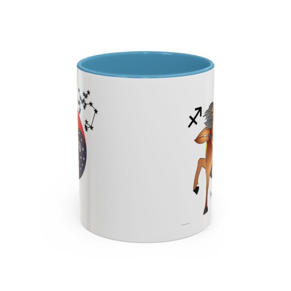 A mug with an image of a horse and a person.