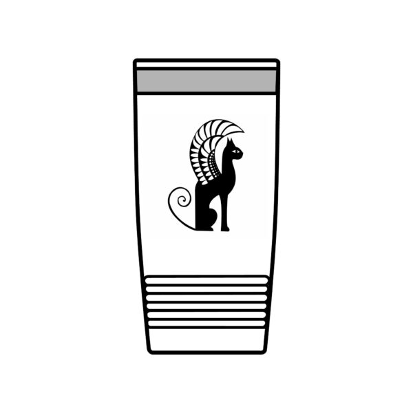 A black and white picture of a cup with an animal on it.