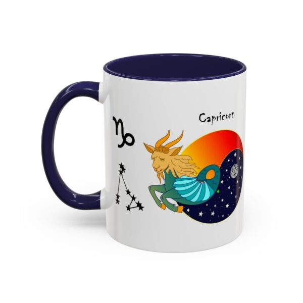 A mug with an illustration of capricorn on it.