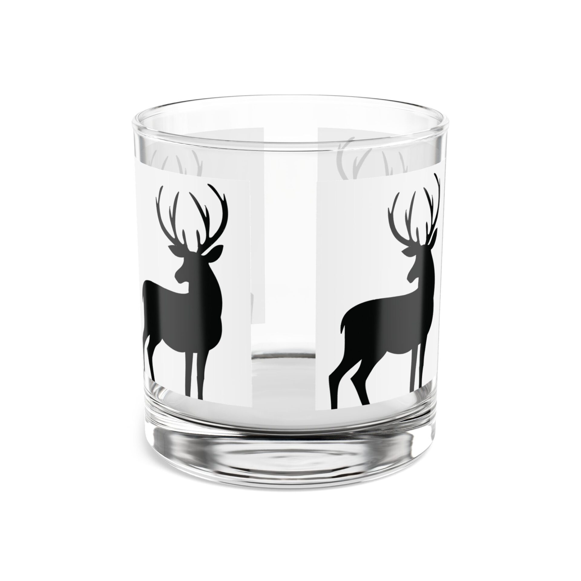 A glass with deer on it