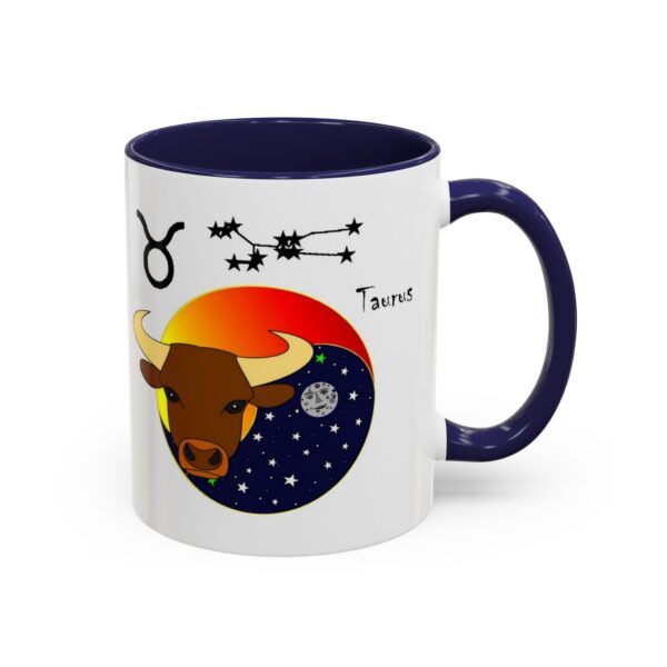 A mug with the zodiac sign taurus on it.