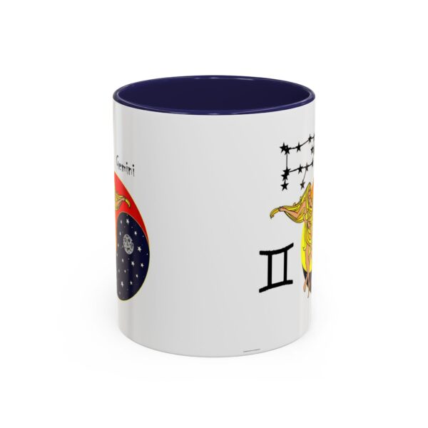 A mug with the zodiac sign gemini on it.