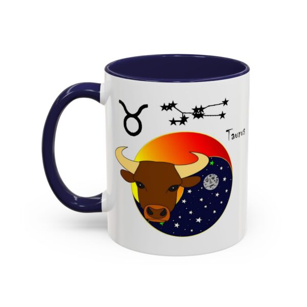 A mug with the zodiac sign taurus on it.