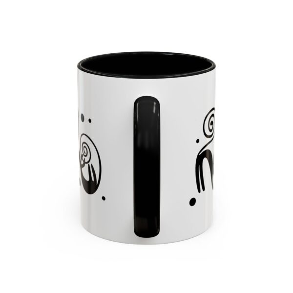 A black and white coffee mug with an image of the star wars logo.