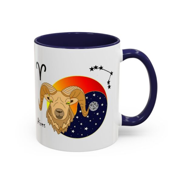 A mug with an illustration of a goat and the zodiac.