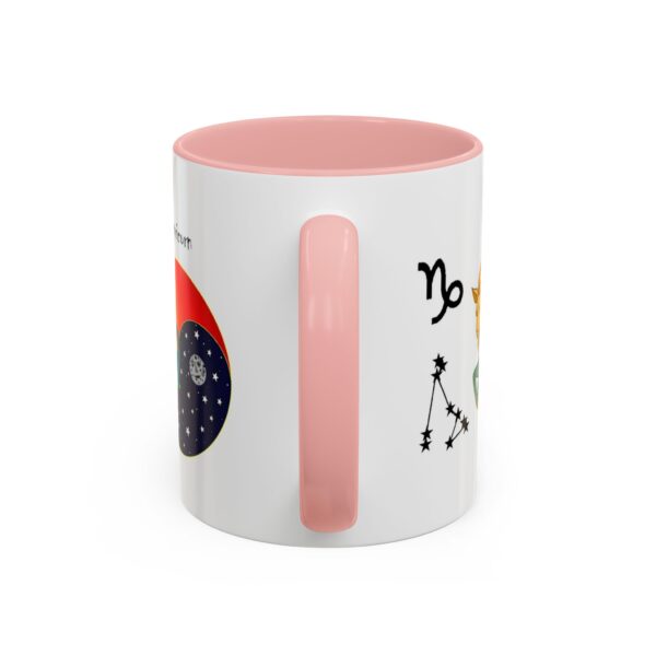 A pink and white mug with the words " no image ".