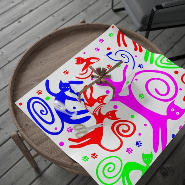 A tray with some colorful cats on it