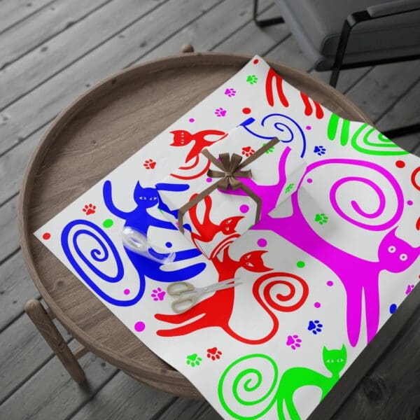 A tray with some colorful cats on it