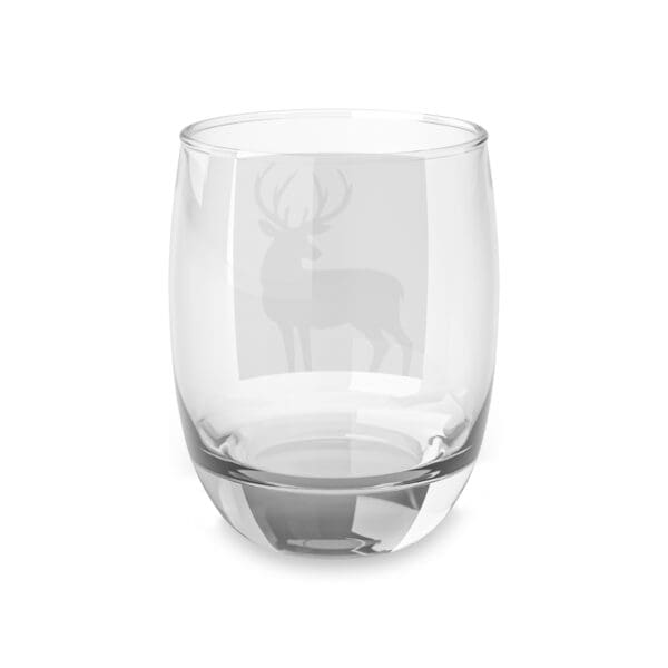 A glass with an image of a deer on it.