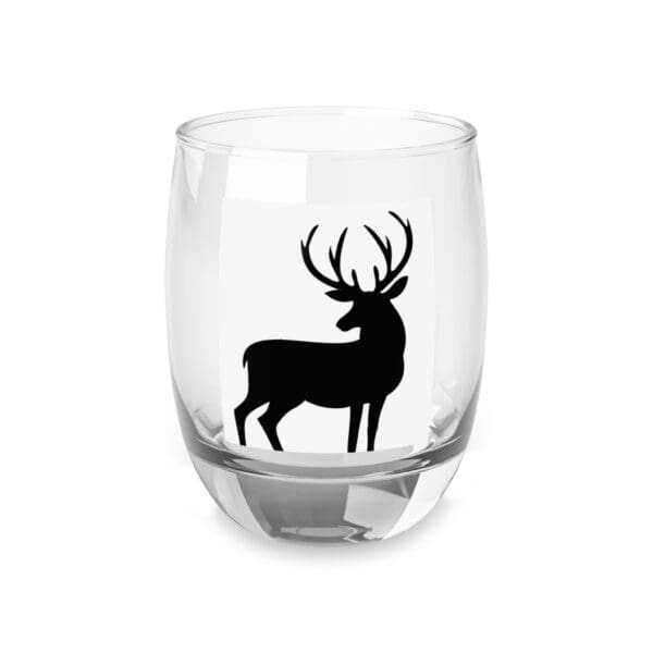 A glass with a deer on it