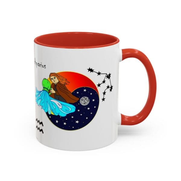 Astrological mug featuring Aquarius design.