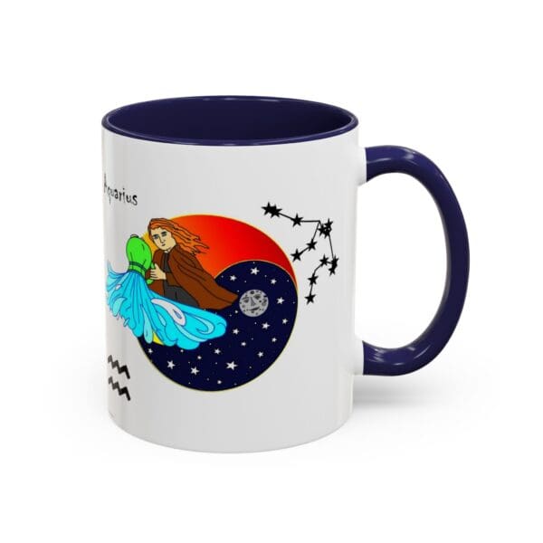 Aquarius-themed mug with a whimsical design.