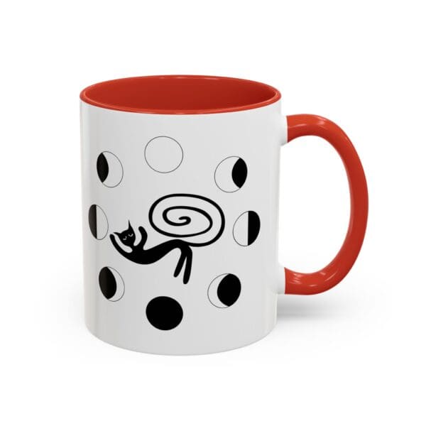 Cat illustration on a white mug.