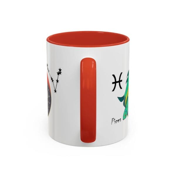 Mug featuring Pisces constellation and fish design.