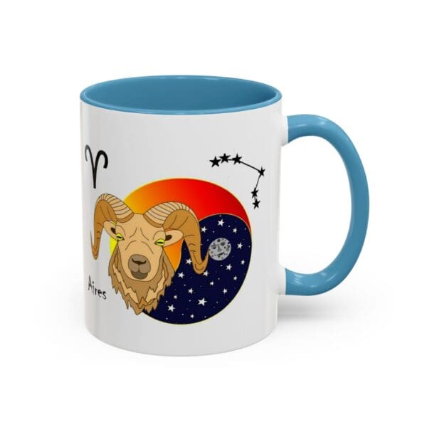 Aries-themed mug with stars and galaxy.