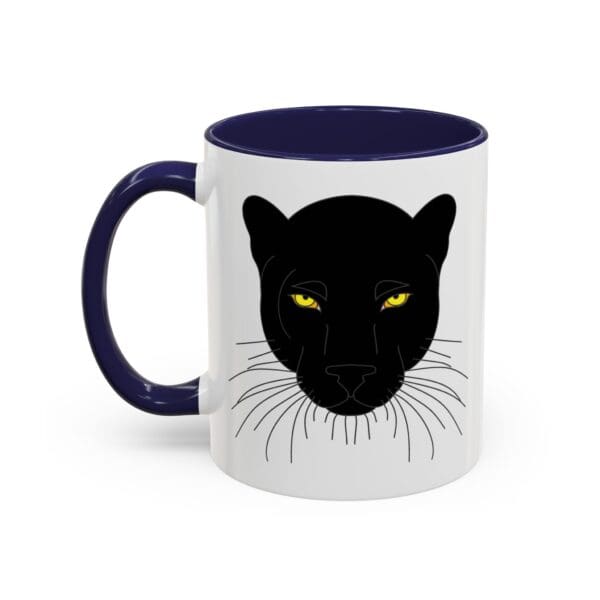 Black panther face coffee mug design.