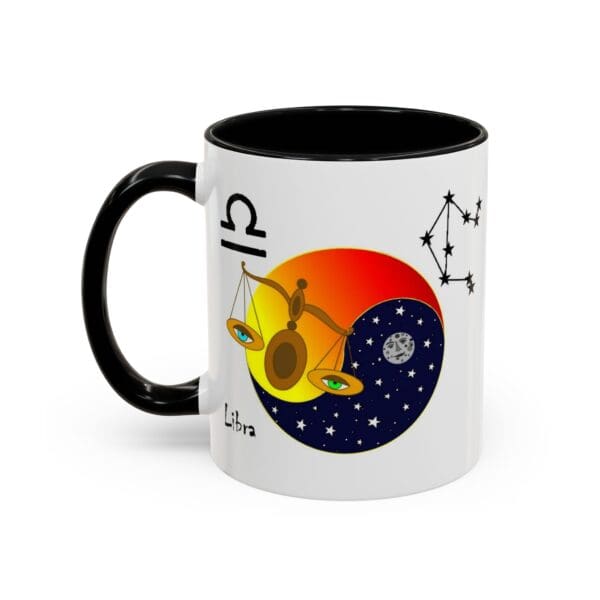 Libra-themed mug with cosmic design.