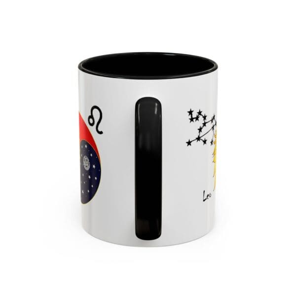 Astrology-themed mug featuring Leo symbol.