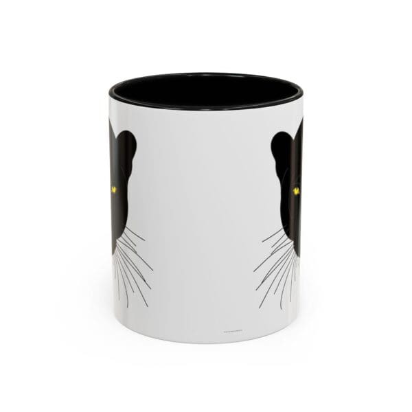 Black cat-themed ceramic mug design.