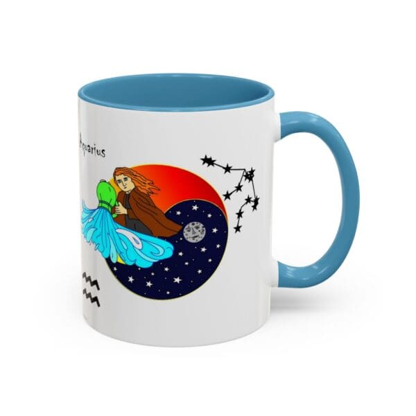 Astrology-themed mug with Aquarius design.