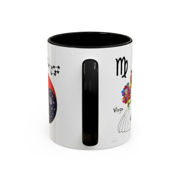 Virgo-themed mug with floral design.