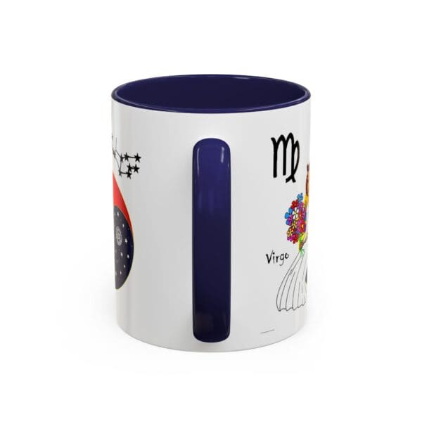 Virgo-themed mug with floral design.