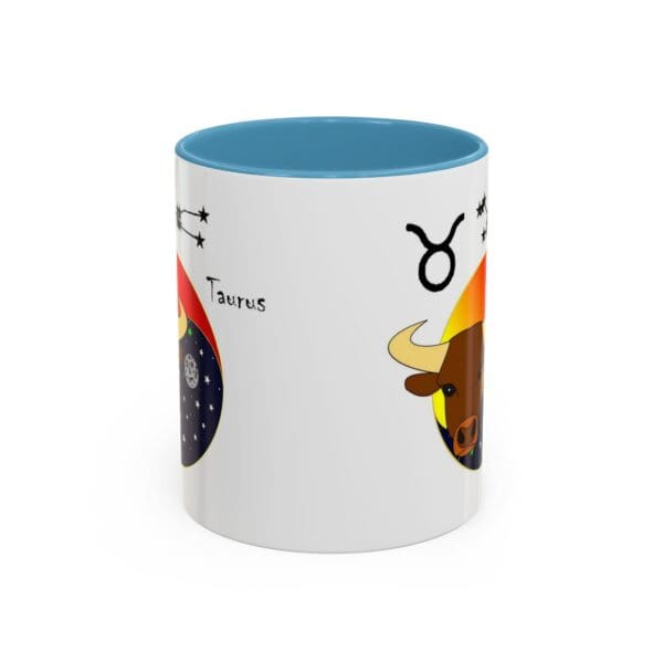 Taurus-themed mug with bull illustration.