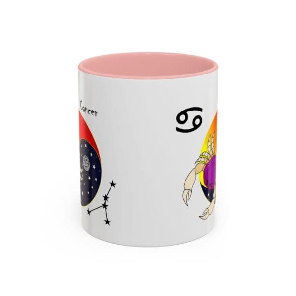 Cancer zodiac sign mug with illustrations.