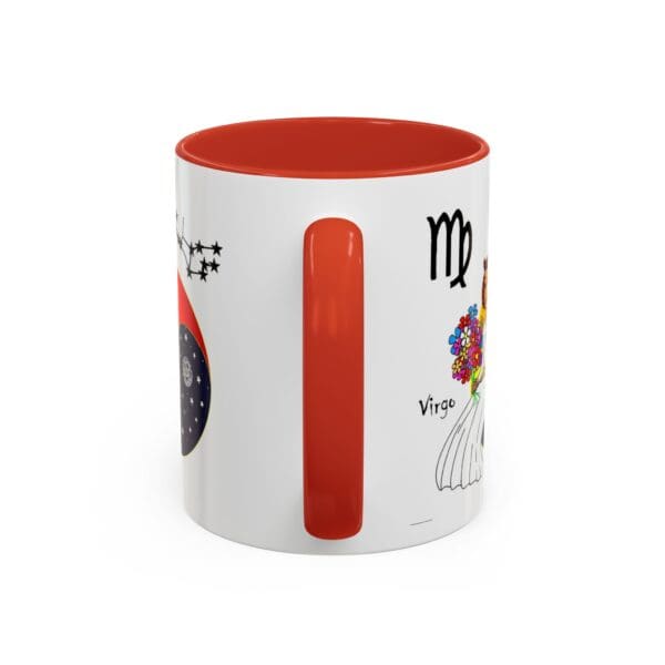 Decorative mug featuring Virgo zodiac design.