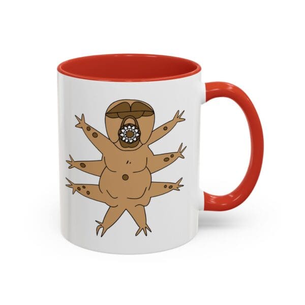 Cartoonish mug featuring a strange creature.