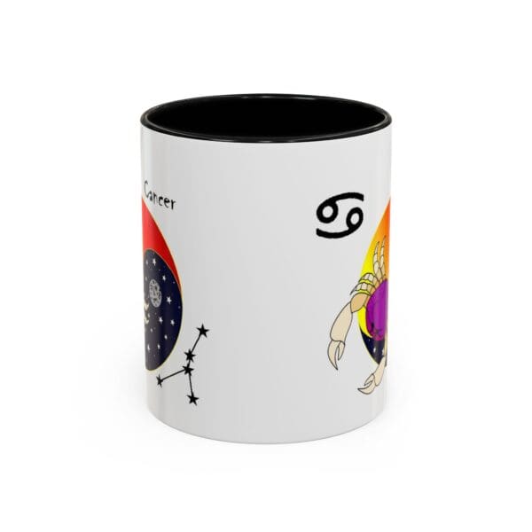 Cancer zodiac mug with crab illustration.