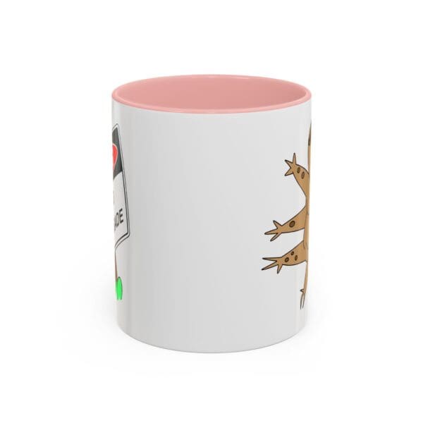 Funny mug with a cartoon character design.