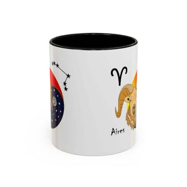 Astrological mug featuring Aries symbol and ram.