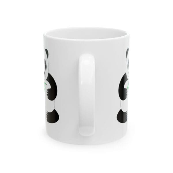 Panda design mug with green bamboo.