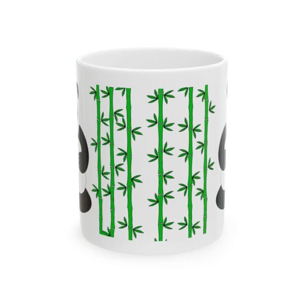 Panda-themed mug with bamboo design.