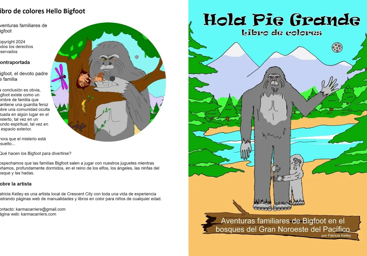 Coloring book cover featuring Bigfoot and nature.