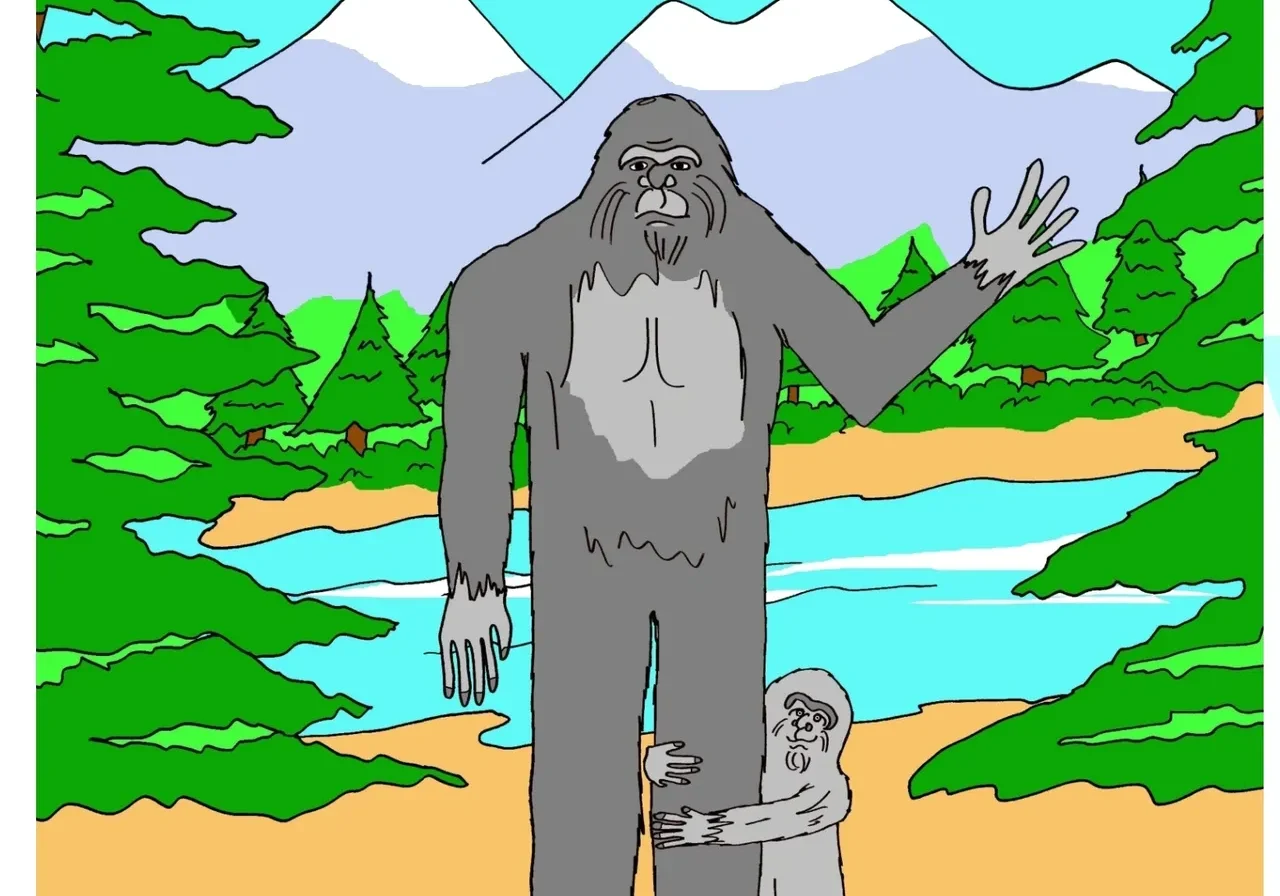 Colorful Bigfoot coloring book cover illustration.